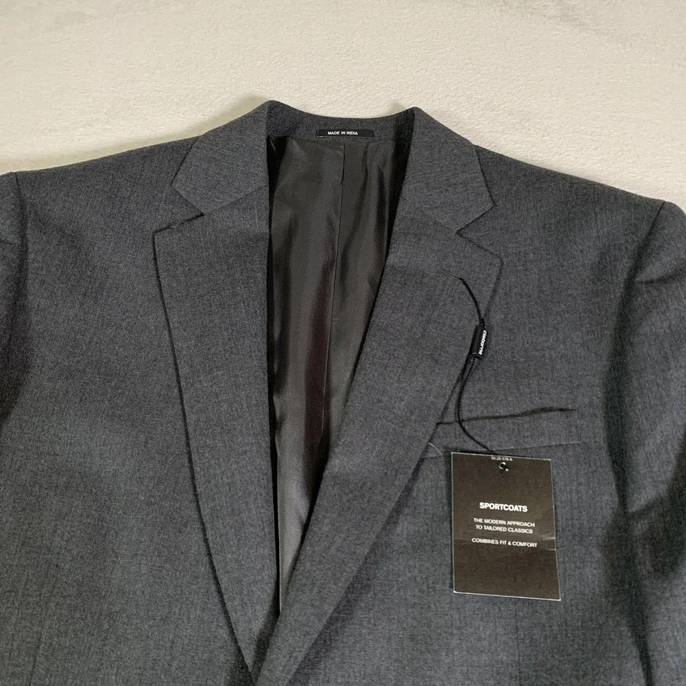 Claiborne Blazer‎ Mens 42L Gray Wool Blend Sport Coat Jacket Two Button NEW